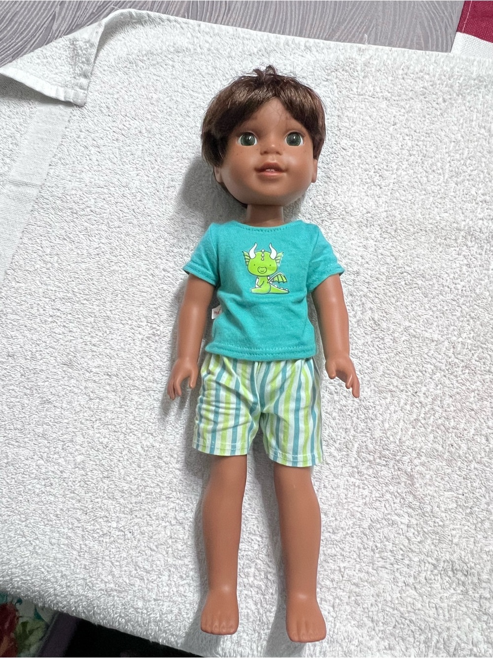 American Girl WellieWishers Bryant Doll 14.5” Dragon Outfit Shirt & Shorts